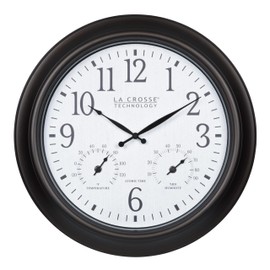 La Crosse Technology 404-89027-INT 18-inch Indoor/Outdoor Brown Atomic Analog Wall Clock