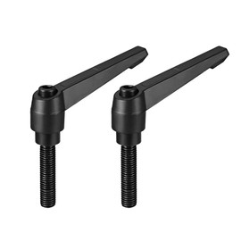sourcing map 2pcs Adjustable Clamping Lever Handle M12 x 50mm Metric Black Oxide Carbon Steel Male Threaded Stud Hand Knobs Rotating Screw Handles Bolts with Locking Lever Black