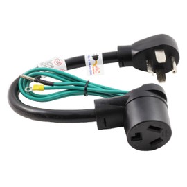 AC WORKS 30 Amp 4-Prong Dryer Wall Outlet Adapter (To 3-Prong 30A Dryer Plug)