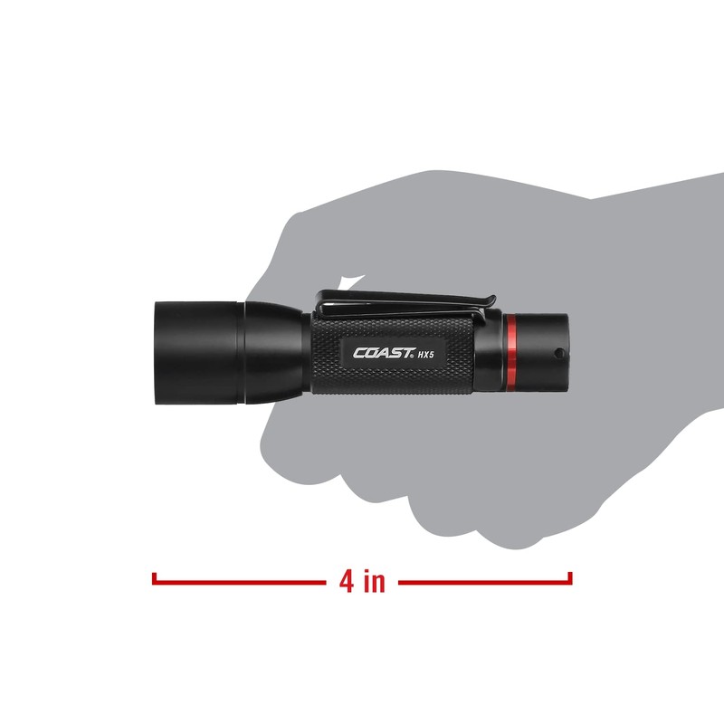 COAST HX5 360 Lumen LED Flashlight, Pure Beam Focusing, Slide