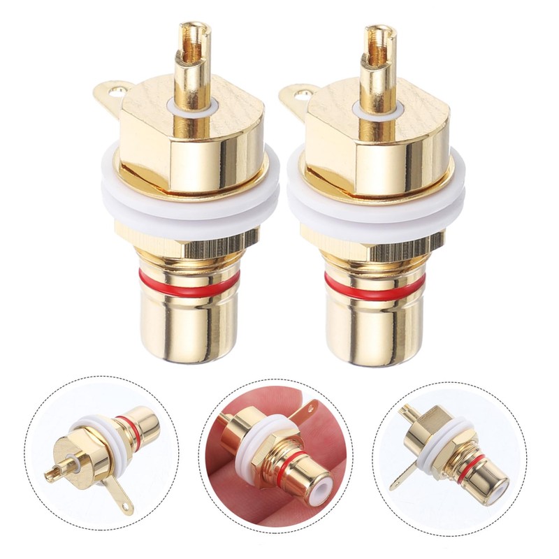 CORHAD Sturdy Rca Connectors 2 Pcs Lotus-shaped Rca Female Plated