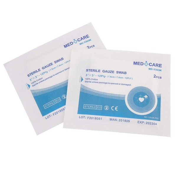 Muslin Cloth, Non-Stick Cotton Cloths, Waterproof First Aid Pack, The Wound Gauze Dressing Pads (7.6 x 7.6 cm)