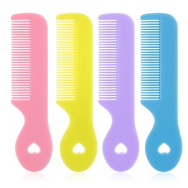 4 Pcs Colorful Baby Hair Comb for Newborn, Round Tip Bristles Cute Comb Baby Grooming for Sensitive Scalp Skin for Infant, Toddler, Kids Grooming, Healthcare Kit