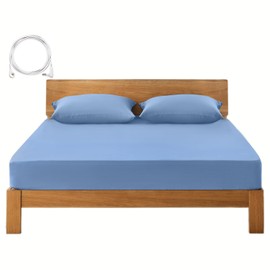 Grounding Sheets Queen Deep Pocket 12% Silver Fiber and 88% Organic Cotton, Fitted Earth Grounded Bed Sheets for Improved Sleep (Placid Blue, Queen - 60"x80"x15")