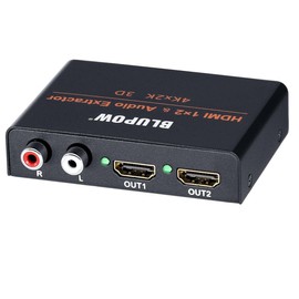 BLUPOW VA72 4K30Hz HDMI Splitting 1 Input 2 Outputs + Audio Separator (Optical Digital/Analog Audio Output), HDMI Digital Audio Separator, Sound Separator, HDMI Splitter, Separated Audio 2 Screens