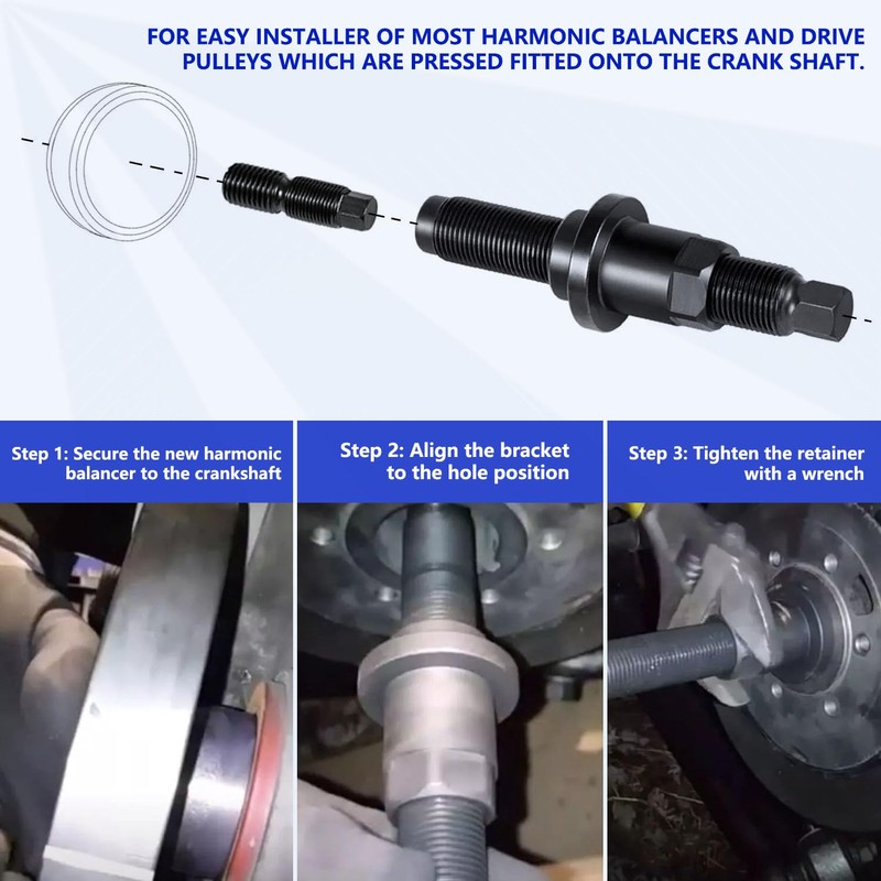 ZKTOOL Harmonic Balancer Puller Removal & Install Tool Kit for