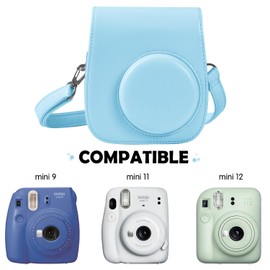 KIKIGOAL Instant Mini 12 Accessories Compatible with Instax Mini 12,Includes Camera Case/Photo Album/Filters/Wall Hanging Frames/Stickers (Blue)