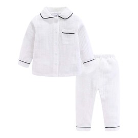 Mud Kinggdom Baby Boys Pajamas Button Down Kids Clothes Sleepwear Sets White 2T