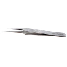 A2Z- Precision Plucking Tool Curved Slant and Straight Micro Point Tip Tweezer - Precision Travel Tweezers for Eyebrow grooming, Removing Facial & Ingrown Hair, Splinters - Stainless Steel - 4.5 Inch