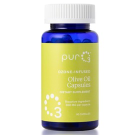 PurO3 Extra Virgin Olive Oil Capsules - High Potency Pure Ozonated Oils for Immune Support & Wellness Benefits - Organic Oxygen Infused Supplement - 90 Veggie Softgels