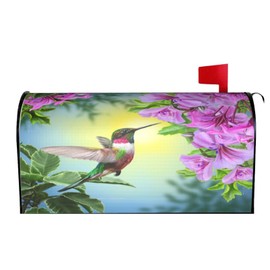 Lukbfall Spring Flowers and Hummingbird Bird Mailbox Covers Magnetic Post Letter Box Cover for Garden Yard Decor Outside Home Standard 21x18 in