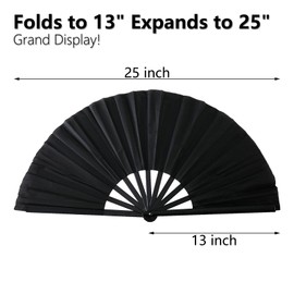 BIDEX Large Folding Hand Fan 13.4", Nylon Fabric Rave Clack Fan for Dancing, Kung Fu, Tai Chi, Festivals & Stage Performances – Vintage Retro Style, Loud Snap, Lightweight & Durable