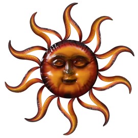TICKCACY Metal Sun Wall Art Decor, 27.5” Sun Wall Art Hanging for Indoor Outdoor, Sun Face Art, Sun Wall Decor for Living Room Farmhouse Yard Fence