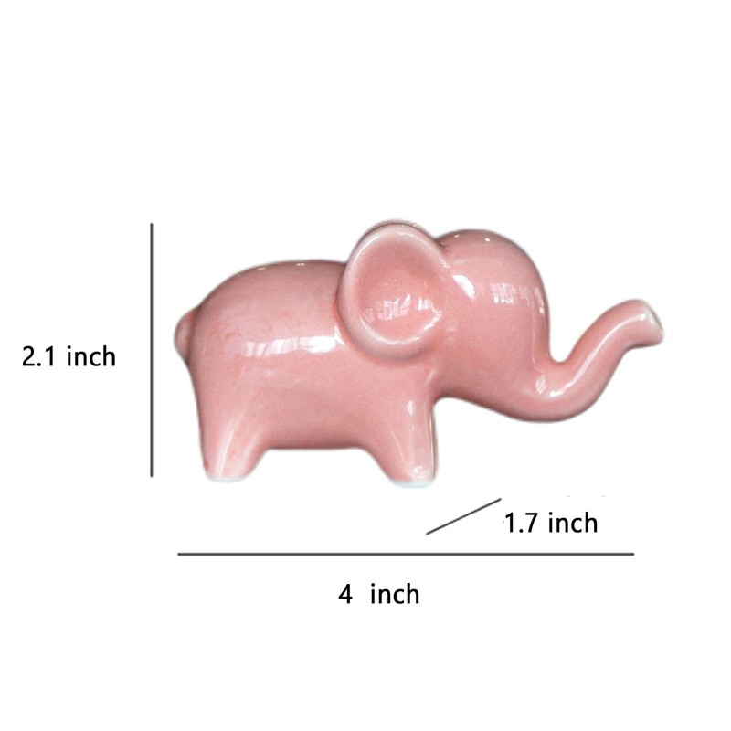 OwMell Good Luck Elephant Decor for Home, Small Ceramic Elephant