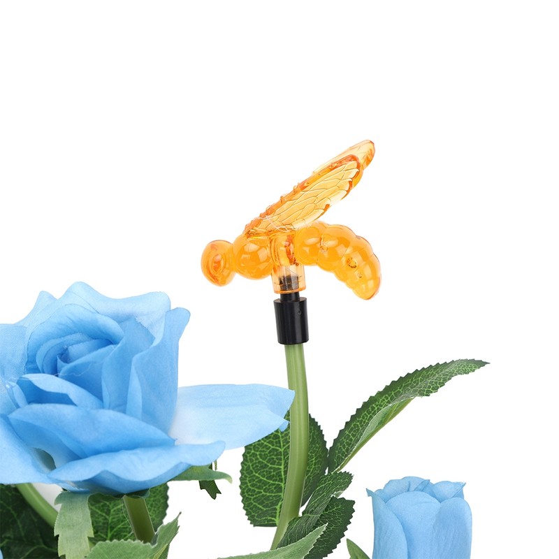 Outdoor Solar Powered LED Light Rose Flower Simulation Bee Lamp