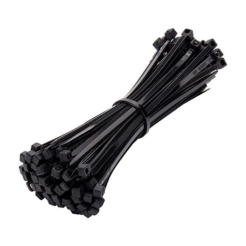Black Cable Ties, 300mm x 3.6mm, Pack of 100, 12"