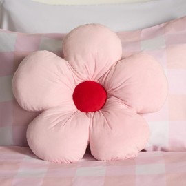 OHS Support Pillow Flower Shaped Scatter Cushion, Soft Cosy Fabric Unique Flower Shape Design Luxurious Cuddle Cushion For Livingroom Bed Sofa, Pink/Red - 40cm
