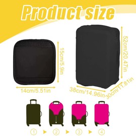 NHQZ NHQ Suitcase Protective Cover with Suitcase Handle, 22-24 Inches, Suitcase Protective Cover, Elastic, Travel Luggage, Trolley Case Cover Protector (Black), black