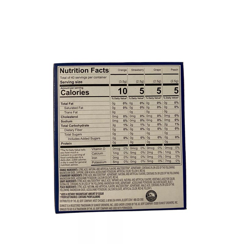 Sunkist 40 Singles to Go Variety Pack Orange Strawberry Grape