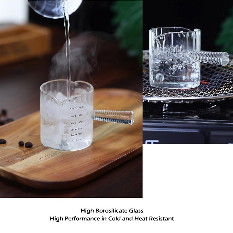 Steviieden Glass Espresso Cup 6 OZ, Double Shots Measuring Cup