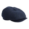 Gamble & Gunn Shelby' Flat Cap Navy Herringbone Vintage Style