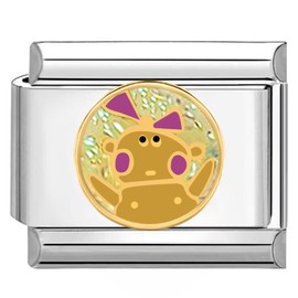 Quiges 9 mm Italian Style Charm Module Stainless Steel Doll for Italian Bracelets, Stainless Steel, No Gemstone