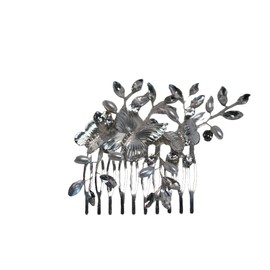 Seleny Bridal and Special Occassion Handmade Hair Accessories (Silver, Butterfly Comb)