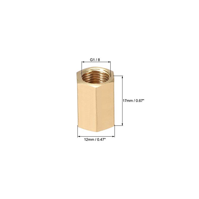 sourcing map Brass Pipe Fitting Connector Straight Hex Nipple Coupler