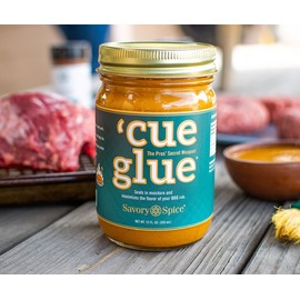 Savory Spice 'Cue Glue (12 fl oz) - Mustard Binder, Slather, and Mop Sauce for Brisket, BBQ, Ribs, Pork & Smoked Meats - Grilling & Smoking Seasoning