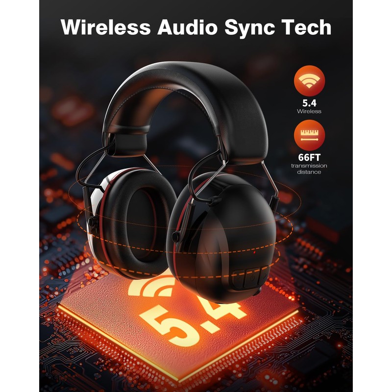 Bluetooth 5.4 Hearing Protection Headphones with 120H Working Time, 30dB