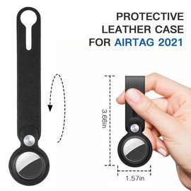 AICase schützende Ledertasche Schleife kompatibel mit New AirTag 2021, Anti-Kratz-Hülle für Haustiere, Hunde, Brieftasche und Gepäck