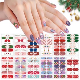 SILPECWEE 12 Sheets Christmas Nail Wraps for Women Stick on Nail Polish Strips Gel Nail Strips Self Adhesive Nail Polish Stickers Fingernail Sticker Nails Manicure Design with Nail File