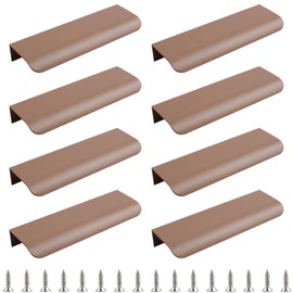 MOROBOR Finger Edge Handle Concealed Handle Modern Style Curved Aluminum Alloy Invisible Handle Wardrobe Handle for Cabinet Hardware Drawer 120mm Brown Pack of 8