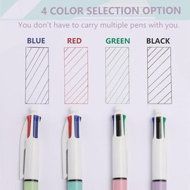 4 Color Ballpoint Pen, 5 Counts 4 in 1 Multicolored Pen, Writing Pen for School Students, Office Stationery & Supplies:_5 Counts_Multicolor