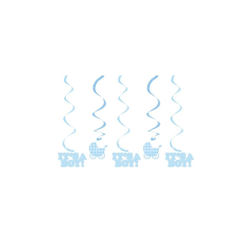 Creative Converting Baby Shower Boy Gingham 5 Count Dizzy Danglers