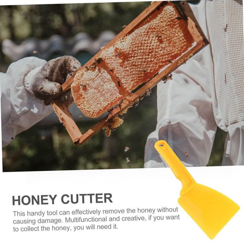 2pcs Yellow Plastic Honey Spatula,Honey Uncapping Tank Bee Scratcher,Honey Scraping