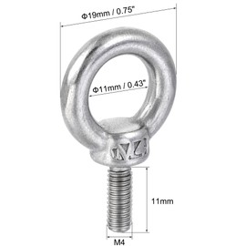 TA-VIGOR 2Pcs M4 x 11mm Lifting Long Eye Bolt, 304 Stainless Steel Wall Expansion Anchor Bolts, Masonry Concrete Screws Shoulder Eyebolt Lifting Ring with Hex Screw Nut for Hanging Hammock Article