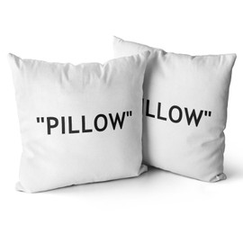 Hypebeast Room Decor,Off White Inspired Pillow Quotation Decorative Set of 2 Throw Pillow Cover,Sneakerhead Decor,Square Cushion Case for Home Sofa Couch Decoration 20"×20"
