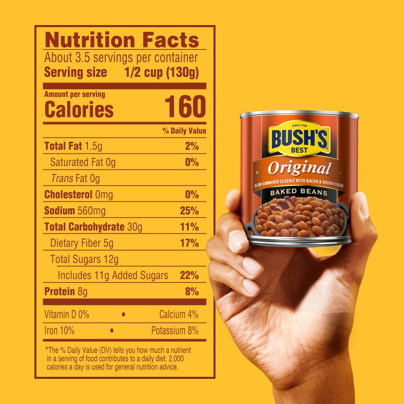 BUSH'S BEST 16 oz Canned Original Baked Beans, Source of