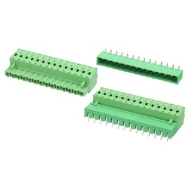 sourcing map 2 Set 14-Pin 5.08mm/0.2" Pitch PCB Mount Screw Terminal Block Connectors No Soldering 2EDGKD Male & Female Connectors Plug for 28-10AWG, Green