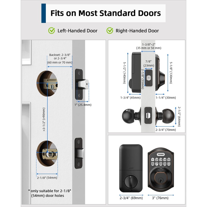 TEEHO TE002K Keyless Fingerprint Deadbolt Door Lock - Smart Lock