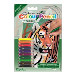 Darice Mini Color Pencil by Number Kit 5" x 7"-Jungle Tiger