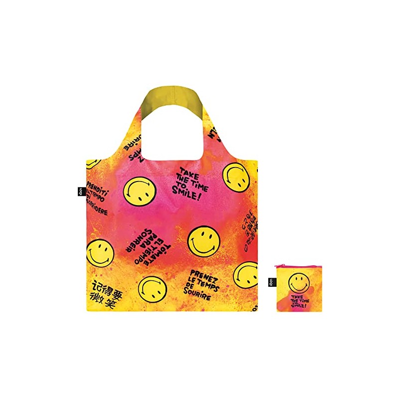 LOQI Museum Smiley Reusable Shopping Bag, Time to Smile Collectors
