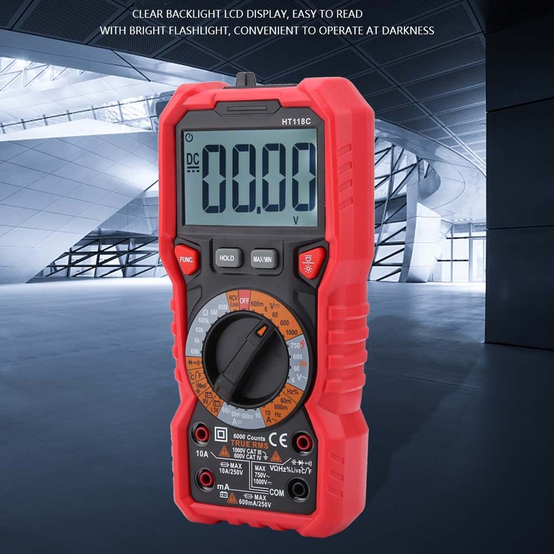 HT118C Handheld Digital Multimeter AC/DC Volt Amp Ohm Capacitance Hz