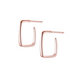 Reffeer Solid 925 Sterling Silver Open Hoop Earrings for Women Teens Square Post Hoop Earrings Studs