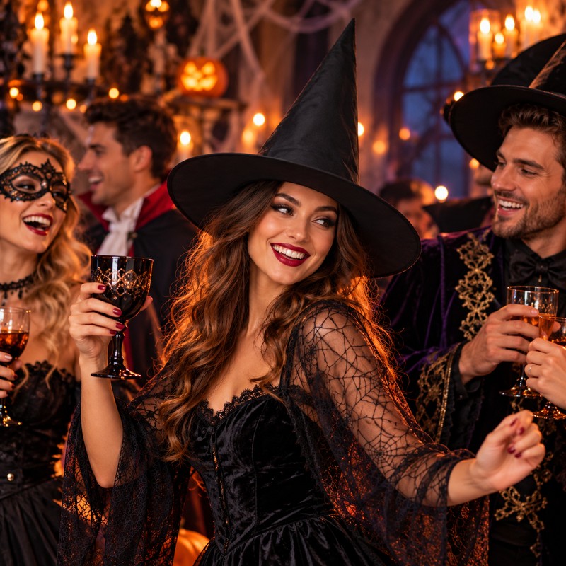 Black Witch Hat for Halloween Costumes – Foldable Cloth Wizard