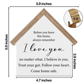 Rustic Home Decor, Before You Leave This Home Remember I Love You House Shaped Wood Block Sign, Living Room Decor for Desk Table Shelf
