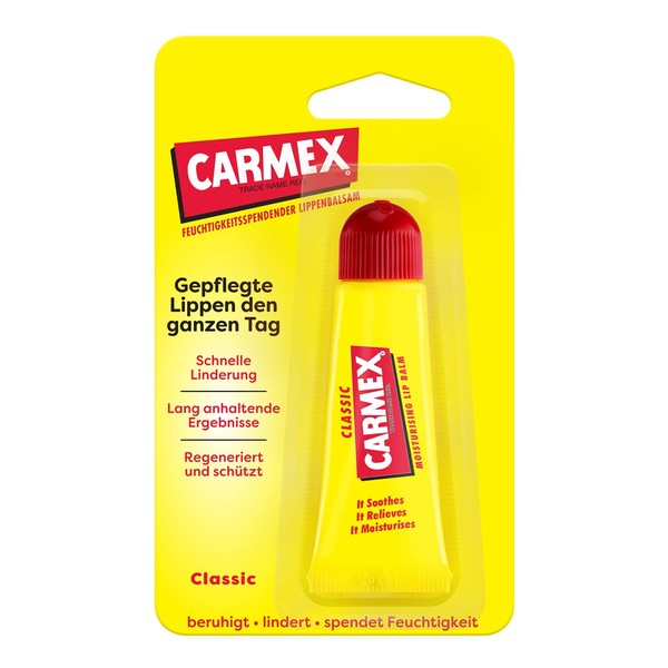 Carmex Classic Lip Balm Tube (Pack of 12) - The Original Medical Lip Balm - Moisturising, Protective and Soothing for Dry and Cracked Lips