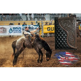 GENUINE TEXAS BRAND Custom Masonic Past Master Nocona Black Cherry Tooled Tri-fold Wallet