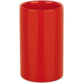 Spirella Zahnputzbecher Zahnbürstenhalter Keramik Tube 7x11,5 cm Rot